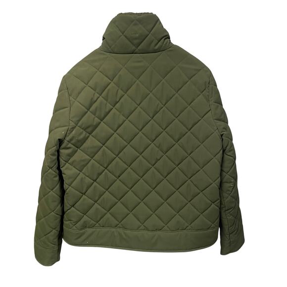 Vineyard Vines Olive Green Quilted Jacket Sherpa Collar Womens Large AS IS - Picture 7 of 10